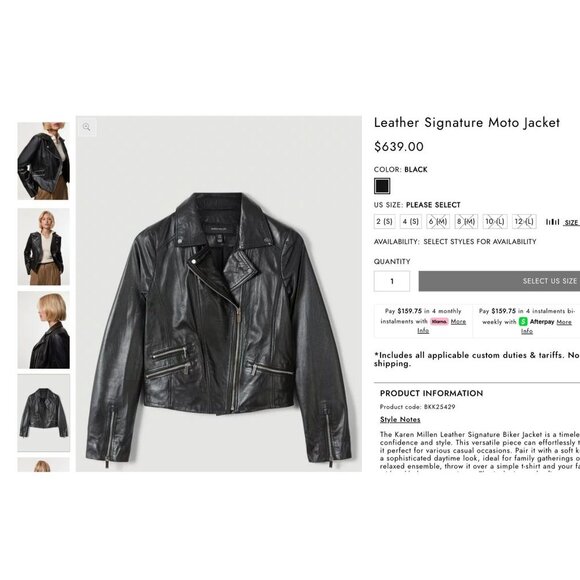 Karen Millen Brown Lamb Leather Moto Jacket Women Size 6 US 10 UK 38 EU MSRP 639 - Picture 10 of 12
